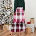 thumbnail image 6 of Women Plaid Print Maxi Skirt Elastic Waist Long Skirt Casual Loose Fit Tiered Design Comfortable Style Hot Pink M, 6 of 6