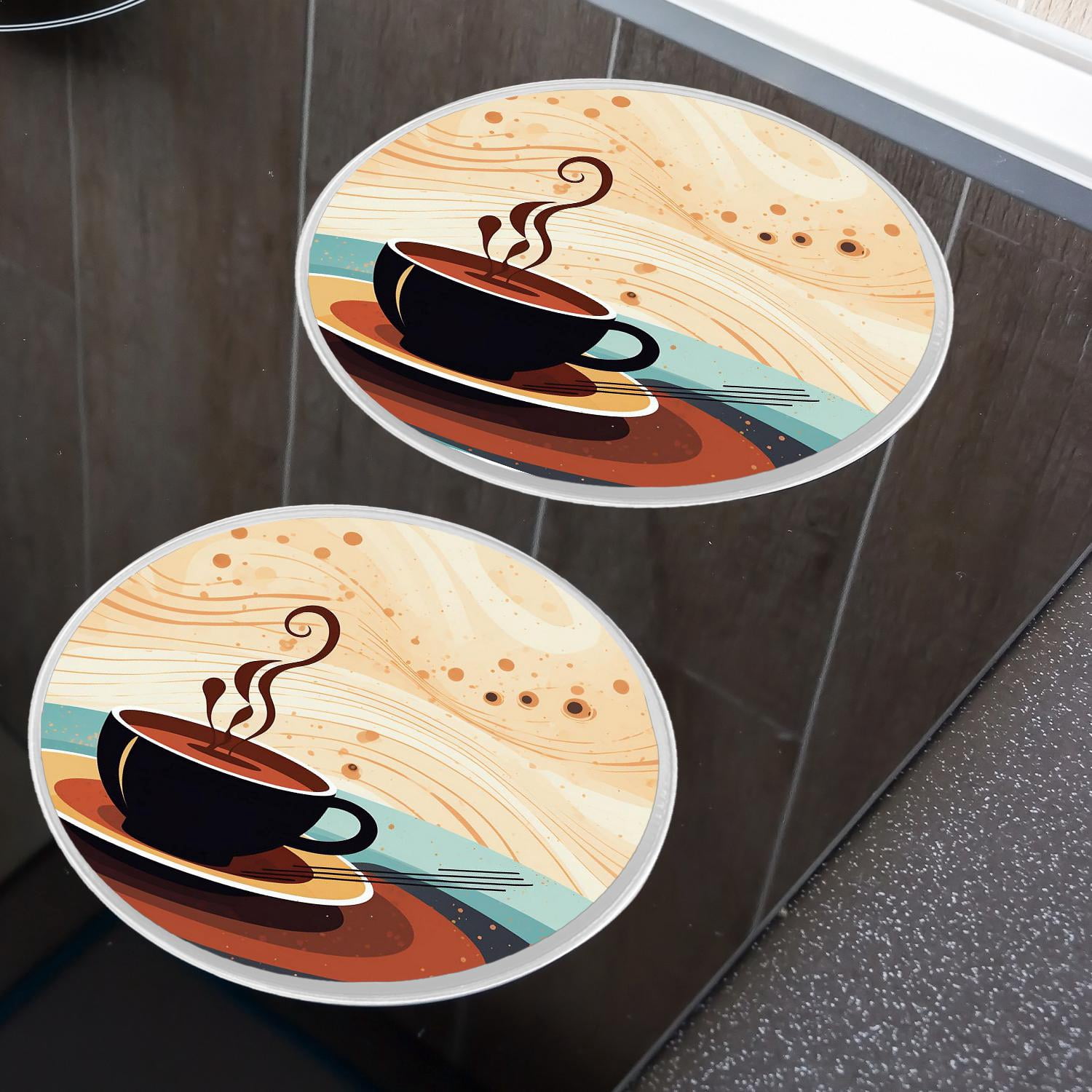 Decorative Stove Burner Covers 4 Pcs Metal Gas Stove Burner Cover 8Inch And 10Inch ,Coffee Bean Coffee Painting