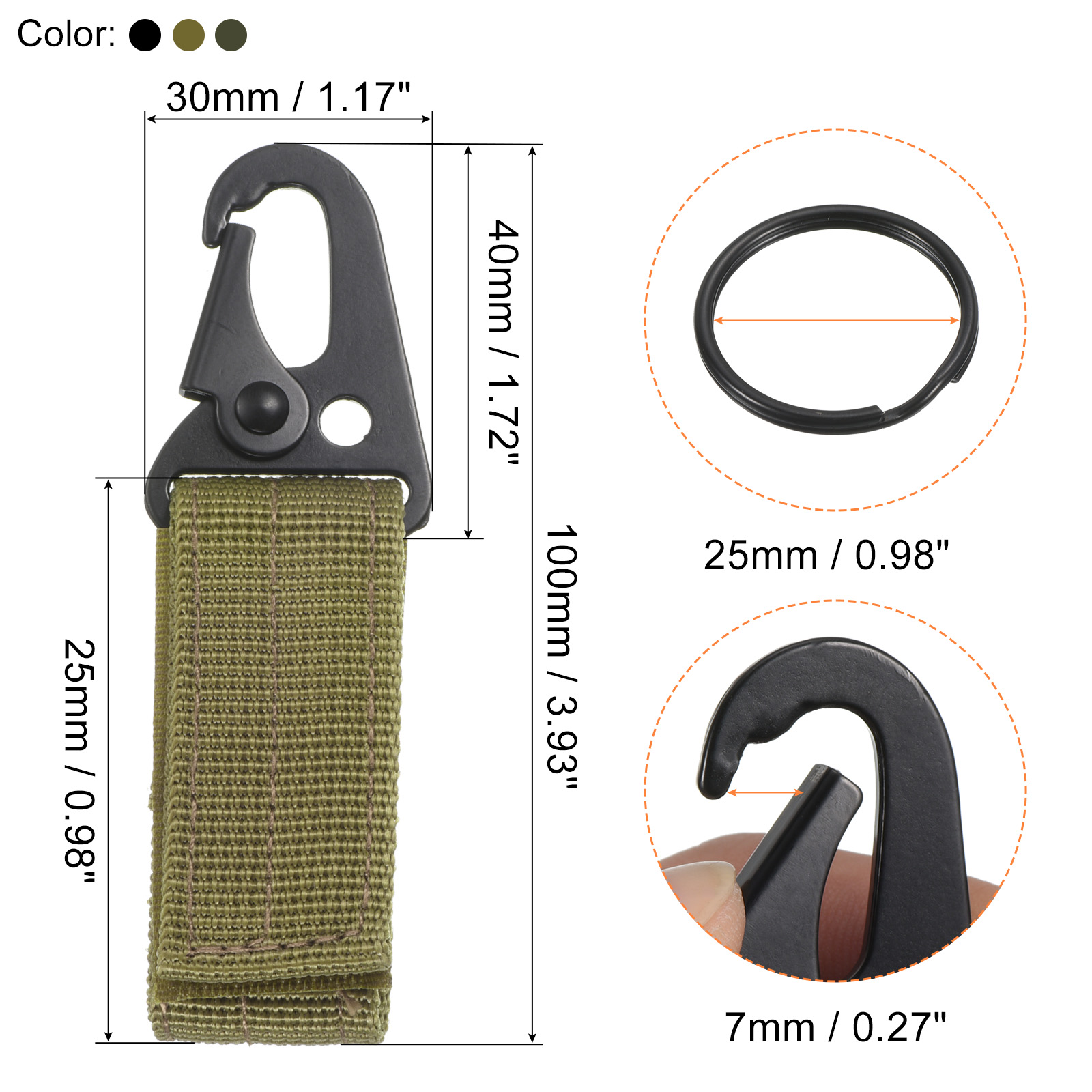 Unique Bargains Belt Keeper Webbing Strap Hanging Buckle Muticolor 3 Pack