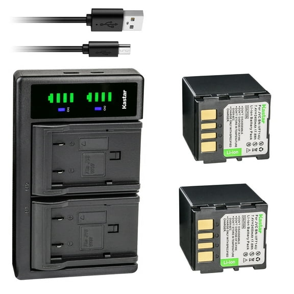 Kastar 2-Pack Battery and LTD2 USB Charger Replacement for JVC GR-D372U GR-D372US GR-D375 GR-D375U GR-D375UC GR-D375US GR-D390 GR-D390EK GR-D390U GR-D390UC GR-D390US GR-D393 GR-D395 GR-D395AA GR-D395E