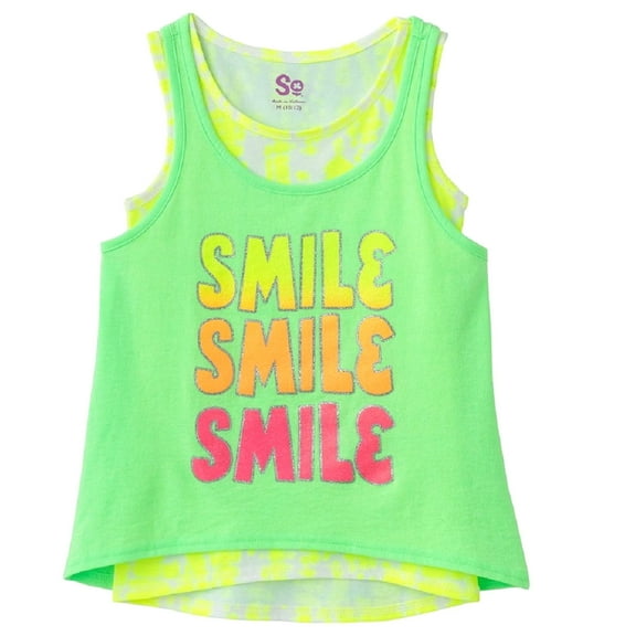 SO Big Girl's Plus Size Smile Graphic Print Hi-Low 2-Piece Tank Top Set Size 10.5