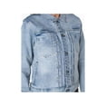 thumbnail image 3 of EARNEST SEWN NEW YORK Womens Light Blue Pocketed Pleated Adjustable Waist Denim Jacket XL, 3 of 4