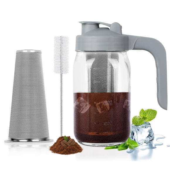 Cafetera Cold Brew Cupluw, tarro de cristal de 32 ml, color gris