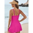 thumbnail image 4 of SHEWIN One Piece Swimsuits for Women Modest Tummy Control Swimdress Vintage Bathing Suits Skirt Swimwear, 4 of 7