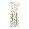 thumbnail image 4 of gljltg Women's Casual Flower Print Flowy Tiered Maxi Dress with Side Pockets, Polyester Spandex Lightweight Breathable Summer Winter, Beach Travel Work Party Outfit, Easy Care Washable, 4 of 6