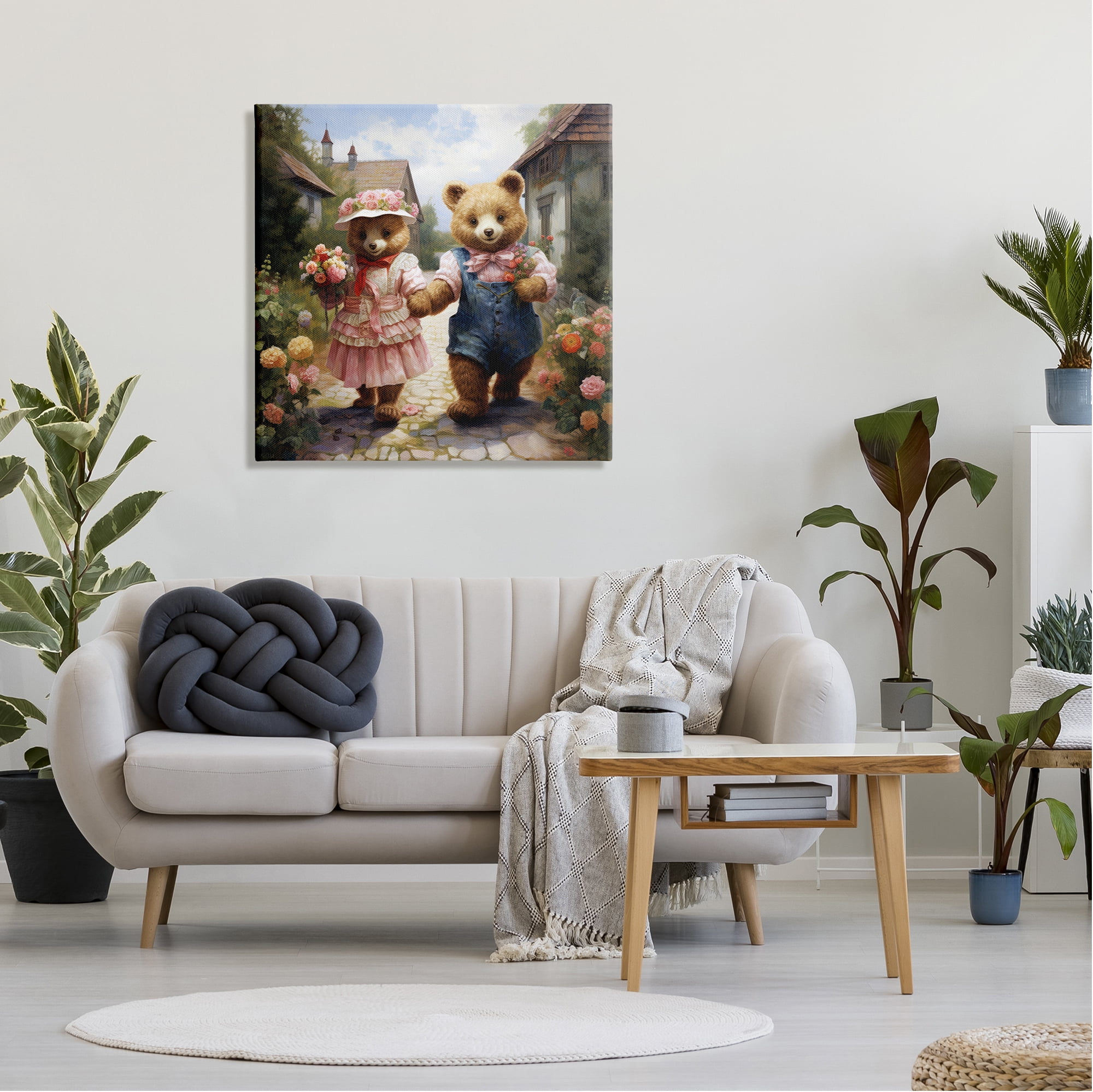 Stupell Industries Romantic Bear Couple Animals & Insects Painting Gallery Wrapped Canvas Art Print Wall Art, 30 x 30