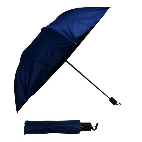 Compact Folding UPF50 UV Protection Umbrella, Deep Sea Blue Windproof Dual Sun Rain Travel Umbrella for Men & Women