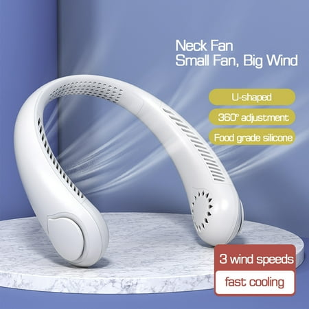 

SuntekCam Neck Fan Wrap-Around Cooling Neck Air Conditioner Rechargeable Portable Neck Fan Personal Fan 3-Speed Bladeless Fan No Hair Twist 60 Air Outlet USB Powered Neck Fan for Outdoor Indoor