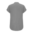 thumbnail image 4 of Women's Pocket Collar Shirt, Short Sleeve Solid Color Button Down Casual Top, Utility Chic Blouse for Street Style or Daily Adventures,Gray - L, 4 of 7