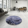 thumbnail image 4 of Ahgly Company Machine Washable Indoor Rectangle Industrial Modern Blue Gray Area Rugs, 7' x 10', 4 of 7