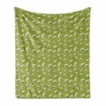 thumbnail image 1 of Green and White Soft Flannel Fleece Throw Blanket, Hand Drawn Style Funny Chameleons with Leafy Flower Stems, Cozy Plush for Indoor and Outdoor Use, 70" x 90", Apple Green White, by Ambesonne, 1 of 6