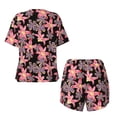 thumbnail image 5 of Kdxio Lilies Flowers Print Pajamas Sets for Women Short-Sleeved Pjs with Lounge Shorts Two Piece Sleepwear S-4XL, 5 of 9