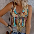 thumbnail image 2 of Raeneomay Off Shoulder Tops for Women Retro Ethnic Style Feather Printed Sleeveless Tank Tops, 2 of 5