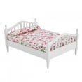 thumbnail image 1 of Flower Pattern Mini Double Bed - 1/12 Scale Dollhouse Furniture, 1 of 10
