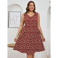 thumbnail image 5 of SHOWMALL Plus Summer Floral Dresses for Women Sleeveless Casual Loose Red Paisley 5X Swing Button Down Midi Dress with Pockets, 5 of 6