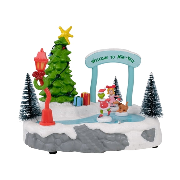 Dr. Seuss The Grinch Whoville Skating Scene Tabletop Christmas Figurine