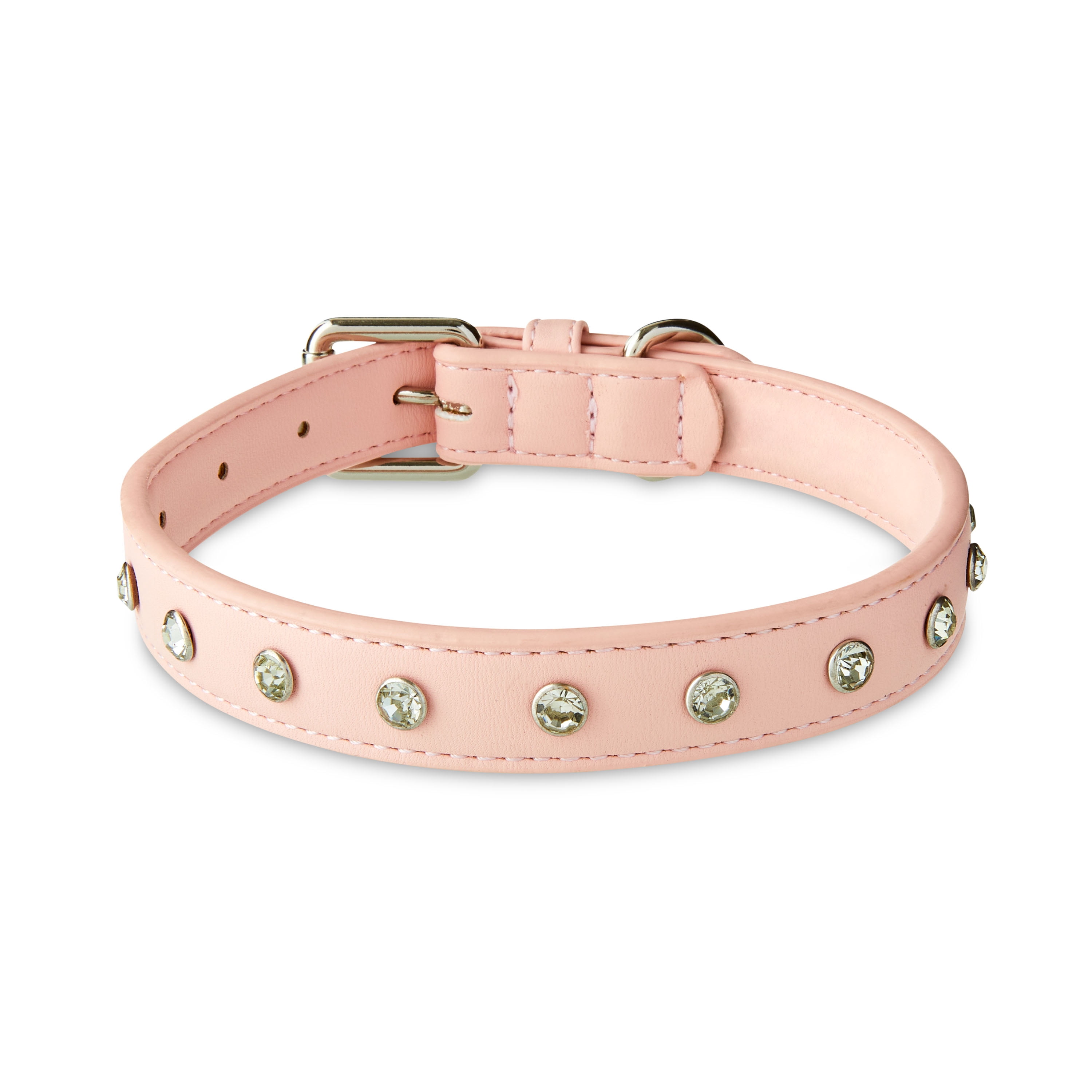 Vibrant Life Rhinestone Studded Adjustable Dog Collar, Pink, M