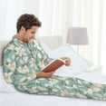 thumbnail image 6 of Lsque Lilies Flowers Pattern Long Sleeve Pajama Set for Men - Soft 2-Piece Sleepwear and Loungewear Set with Pockets, Comfy Nightwear-Small, 6 of 7