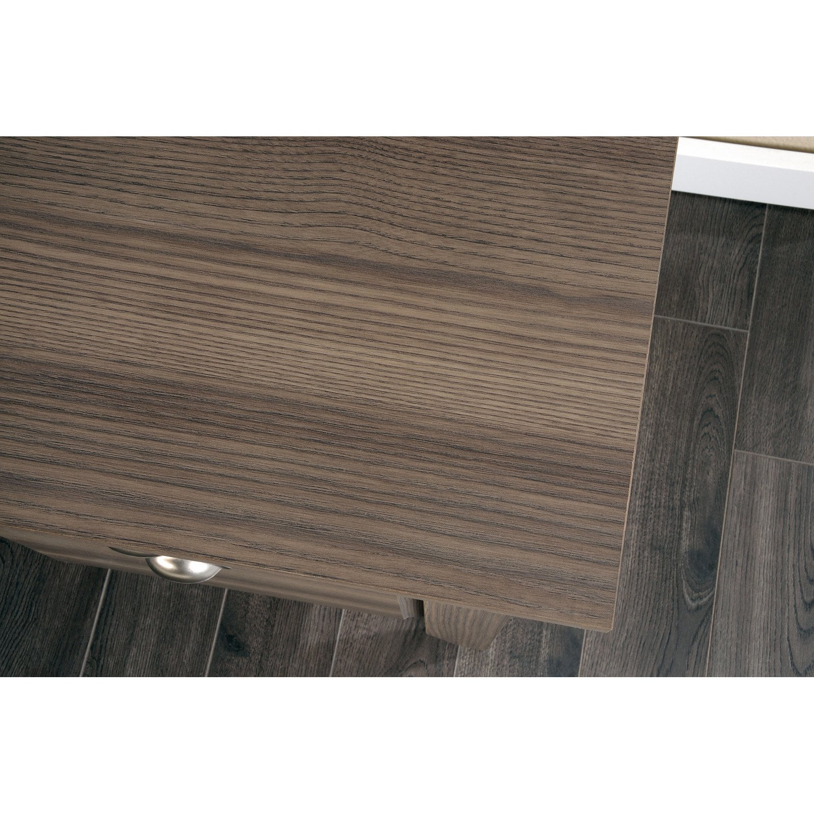 Sauder Shoal Creek Desk with Storage Drawers and Hutch, Jamocha Wood Finish