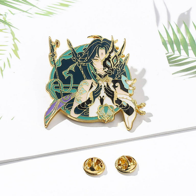 ZILEFSILK 2PCS Anime Game Genshin Impact Figure Eula Xiao Cute Enamel Pins  Set for Jackets Backpack Bag Hat Characters Cosplay Metal Lapel Badges Pins  Aesthetic Brooch For Women Girls Fans 