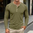 thumbnail image 2 of Bainana Long Sleeve Henley Shirts For Men Crew Neck Soft Moisture Wicking T-Shirt Solid Color Regular Fit Everyday Wear Basic Tops Size S, 2 of 8