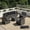 Black Rattan/Dark Gray, variant on Patio Furniture Set - All-Weather - 7 Piece Patio Outdoor Conversation Set, Modular Wicker Rattan Sectional Sofa for Backyard, Garden, Poolside, Balcony, Porch, Patio, Black/Light Gray