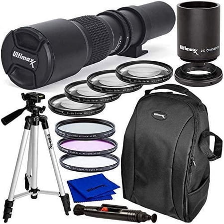 Ultimaxx 500mm f/8 Preset Telephoto Lens Kit for Nikon D7500 D500 D600 D610 D700 D750 D800 D810 D850 D3100 D3200 D3300 D3400 D5100 D5200 D5300 D5500 D5600 D7000 D7100 D7200