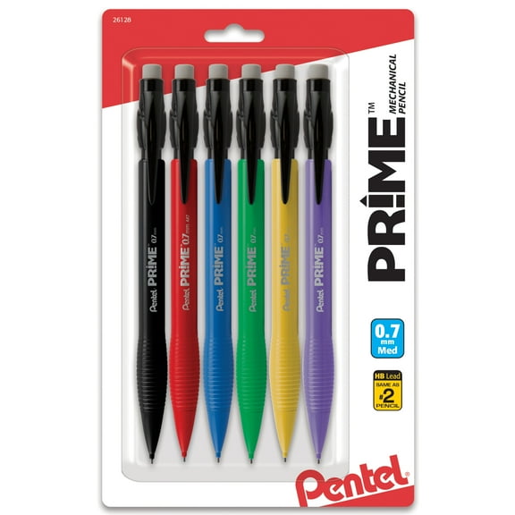 Prime Mechanical Pencils, 0.7 mm, Medium Point, Assorted Barrel Colors, Pack Of 6