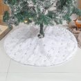 thumbnail image 3 of Falda para árbol de Navidad de 48 pulgadas/122 cm para decoración de fiestas navideñas, color blanco, con lentejuelas plateadas y copos de nieve, 3 of 5