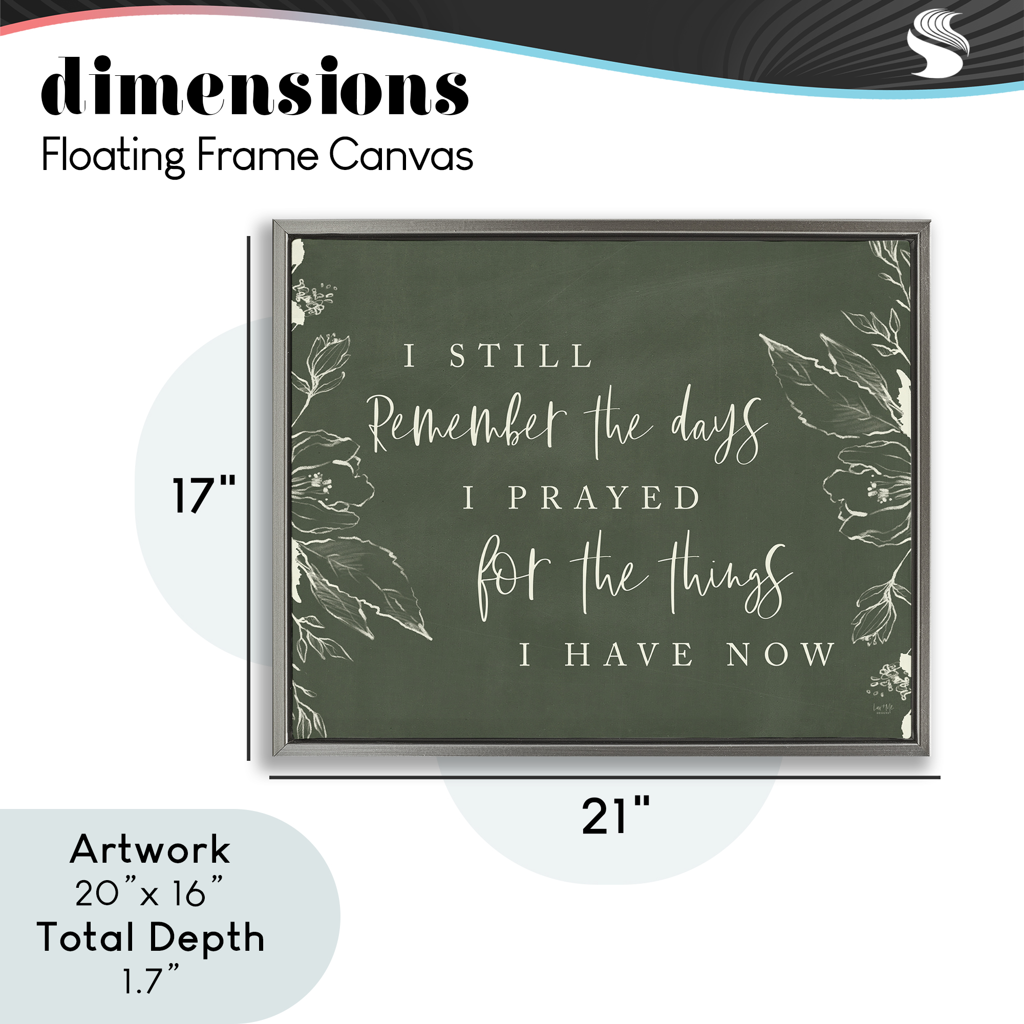 Prayed For What I Have Now Gray Framed Floater Canvas Wall Art, design by Lux + Me Designs
