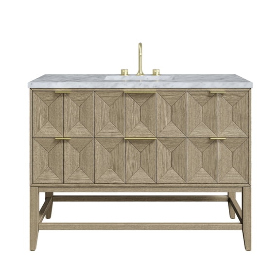 James Martin Vanities D100-V48-3Car Emmeline 48" Single Basin Ash Wood Vanity Set - Pebble