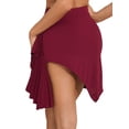 thumbnail image 3 of CHICTRY Womens Latin Rumba Dance Costume Ruffles Ruched Side Skirt Solid Color Shirring Dance Skirt Burgundy XL, 3 of 7