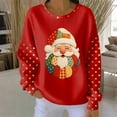 thumbnail image 2 of Yteetum Chandail en Molleton Joyeux Noël pour Femmes, Col Rond Surdimensionné, Tricot Côtelé, Chandail Sans Capuche, Haut Décontracté, Imprimé Graphique de Noël, Col Rond, Manches Longues, Ample, 2 of 4