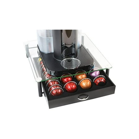 DecoBros Crystal Tempered Glass Nespresso Vertuoline Storage Drawer Holder for Capsules