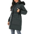 thumbnail image 3 of Women's Womens Long Down Coat Jacket Thicken Coat with Trim Removable Hood, 3 of 7