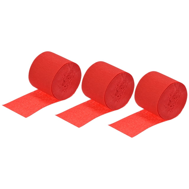 Unique Bargains Crepe Paper Streamer 32ft Long 1.37 Inch Wide, Red 3 Pack