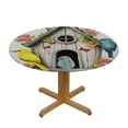 thumbnail image 3 of HAOXIT Floral Birdhouse Tablecloth Animal Bird Sparrow Cherry Round Table Cloth Washable Table Cover for Kitchen Dining Tabletop Decoration Round Tables 31-35, 3 of 8