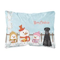 Carolines Treasures BB2363PW1216 Merry Christmas Carolers Standard Schnauzer Black Canvas Fabric Decorative Pillow, 12H