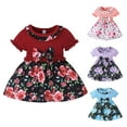 thumbnail image 4 of EnJoCho Kids Toddler Baby Girls Spring Summer Floral Ruffle Dress Clothing Blue Cute Trendy Outfits Clothing Set Casual Party Dress, 4 of 4