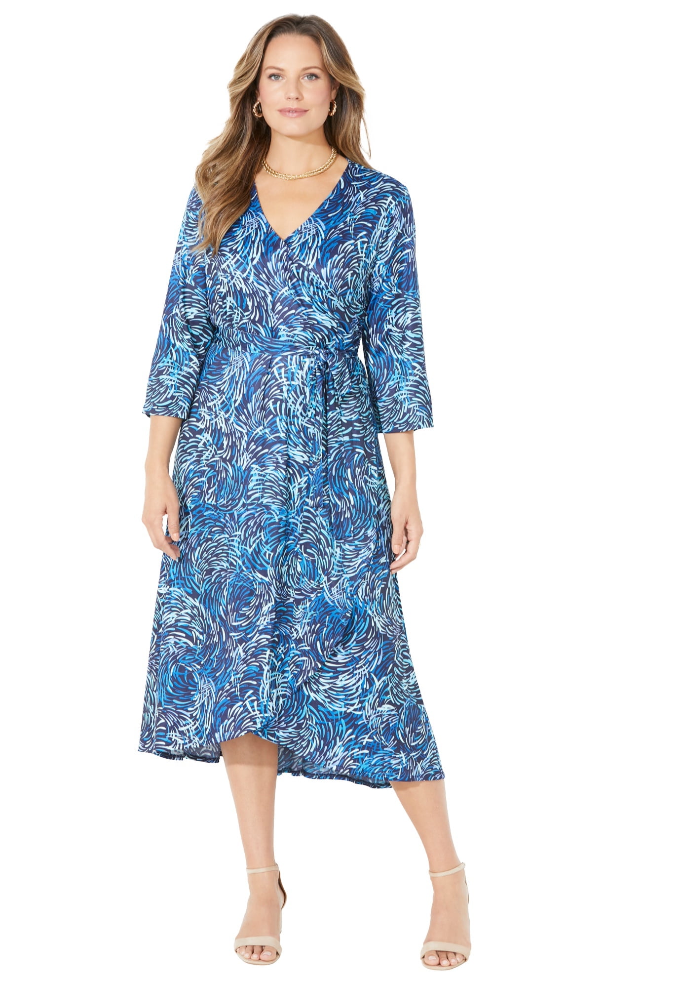 Catherines Women's Plus Size Easy Faux Wrap Dress