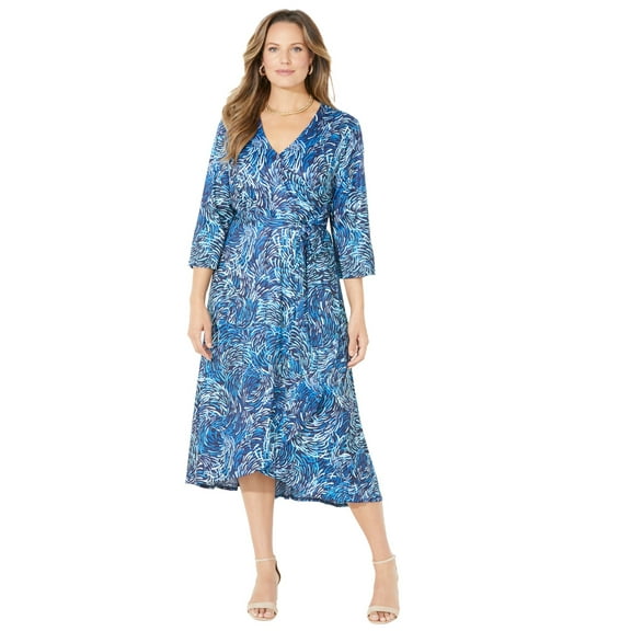 Catherines Women's Plus Size Easy Faux Wrap Dress