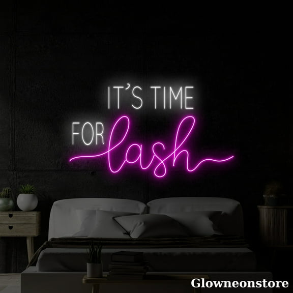 Glowneon It’s Time for Lash Neon Sign, Lash Led Sign, Beauty Salon Decor, Spa Salon Led Sign