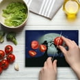 thumbnail image 4 of Horse Cutting Board, Silhouette of Rampant Horse and Long Curly Haired Girl on Giant Fullmoon, Decorative Tempered Glass Cutting and Serving Board, Small Size, Navy Blue and Charcoal, by Ambesonne, 4 of 5
