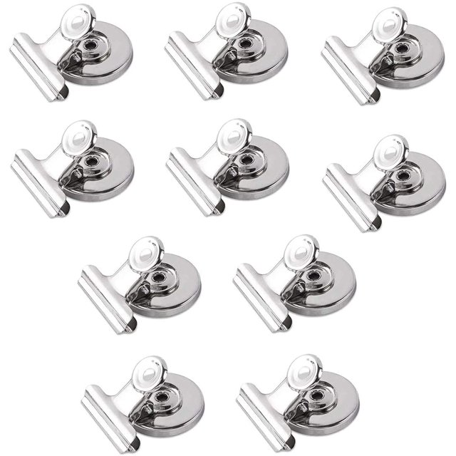 10PCS Magnetic Clips Strong Fridge Magnet Hook Clip for Family School Freezer Kitchen Refrigerator, Silver