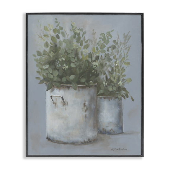 Stupell Industries Farmhouse Rustic Country Potted Plants Black Framed Giclee Art, 24 x 30, by Pam Britton