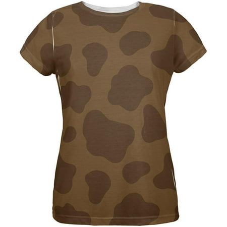 Halloween Brown Chocolate Milk Cow Costume All Over Womens T