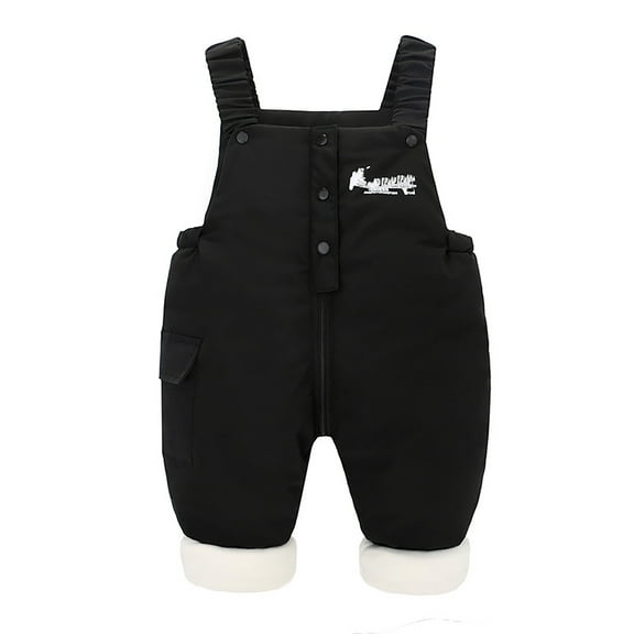 Mrzhqd Toddler Girls Boys Romper Size 18-24 Months Autumn Winter With Thickened Down Classic Snow Bib Ski Snowsuit Long Sleeve Crew Neck Cute Print Kids Jumpsuit Black