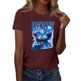 thumbnail image 1 of Pop cazadora para niña Demo-n Hunters Round-Neck Printed Anime Trio Poster T Shirt （Deep Red）, 1 of 3
