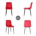 thumbnail image 4 of Set of 4 Velvet Dining Chairs, 16.9 Inch Width Modern Upholstered Side Chair with Black Metal Legs and High Backrest Design for Living Room, Kitchen and Dinning room, Red, 4 of 9