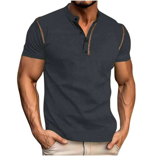 Hombres Retro Color Bloque Top, Ocio Stand Collar Botón Merbau Camiseta para el Uso Casual Y Diario, Blusa de Moda sin Mangas
